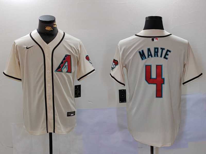 Mens Arizona Diamondback #4 Ketel Marte Cream Cool Base Limited Stitched Jersey